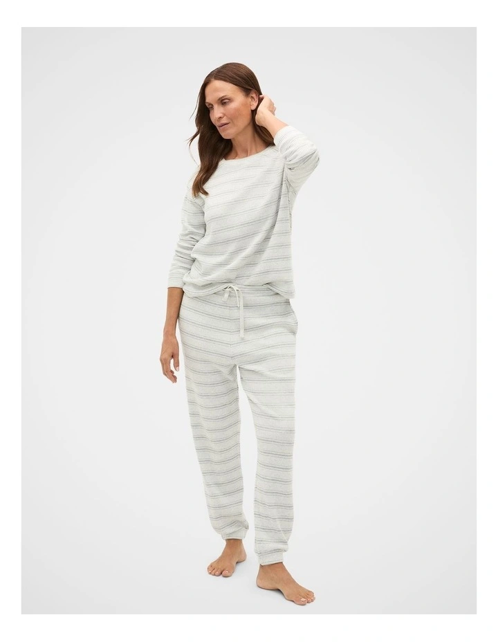 Waffle Top and Pant PJ Set in Cream Grey Marle image 1