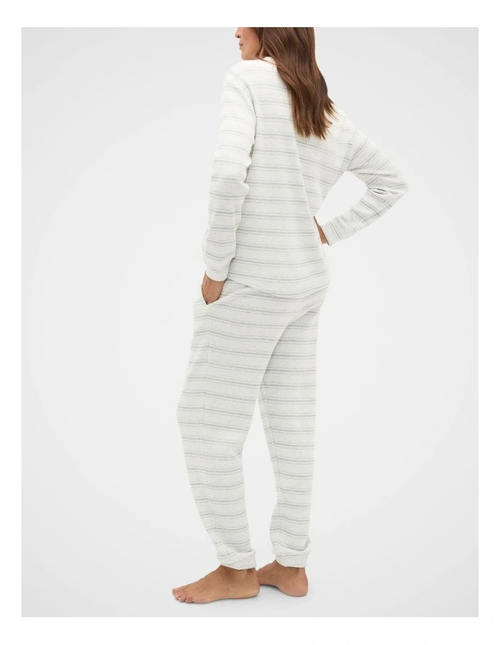 Waffle Top and Pant PJ Set in Cream Grey Marle image 2