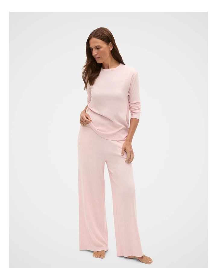 Ribbed Long Sleeve Top and Pant PJ Set in Blossom Marle image 1