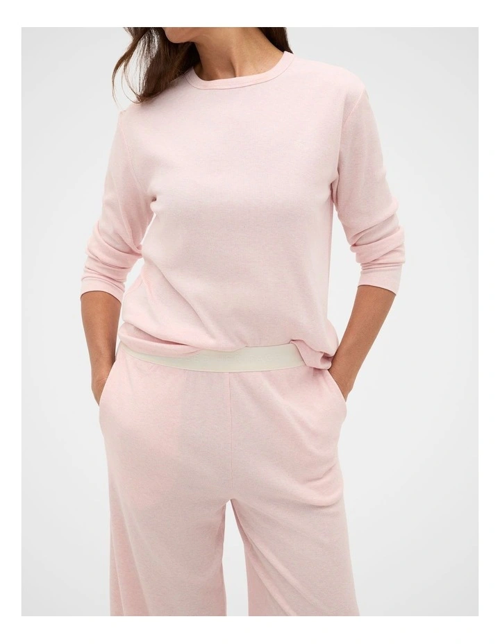Ribbed Long Sleeve Top and Pant PJ Set in Blossom Marle image 3