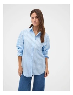 Textured Stripe Relaxed Shirt in Soft Blue Stripe