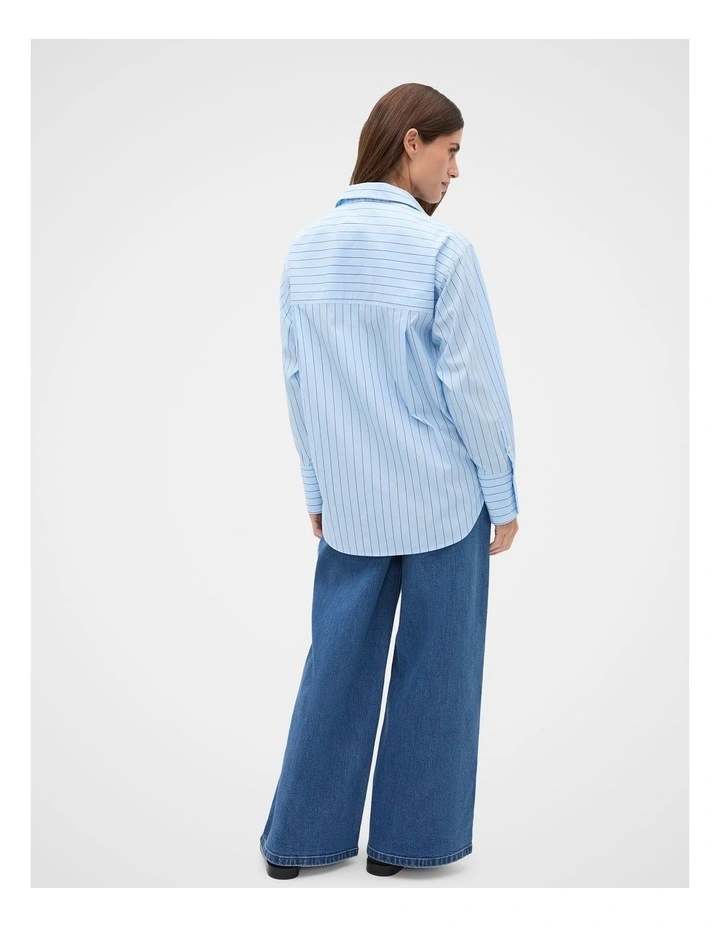 Textured Stripe Relaxed Shirt in Soft Blue Stripe image 2
