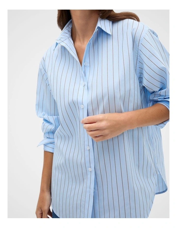Textured Stripe Relaxed Shirt in Soft Blue Stripe image 4