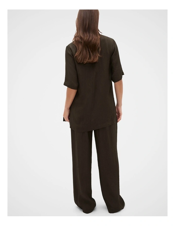 Textured Satin Oversized Tee in Coffee Bean image 2