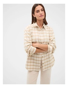 Relaxed Check Shirt in Sandstone Check