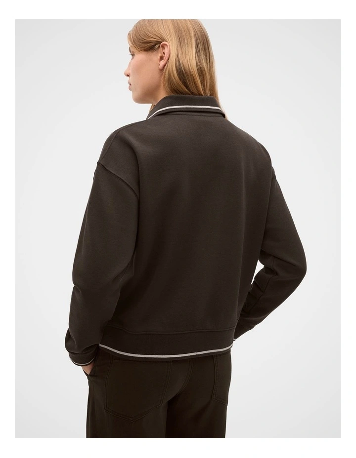 Cotton Terry Collared Sweat in Coffee Bean image 2