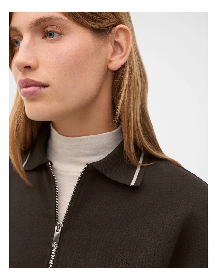 Cotton Terry Collared Sweat in Coffee Bean image 4