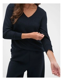 Supersoft V Neck Top in Twilight Blue