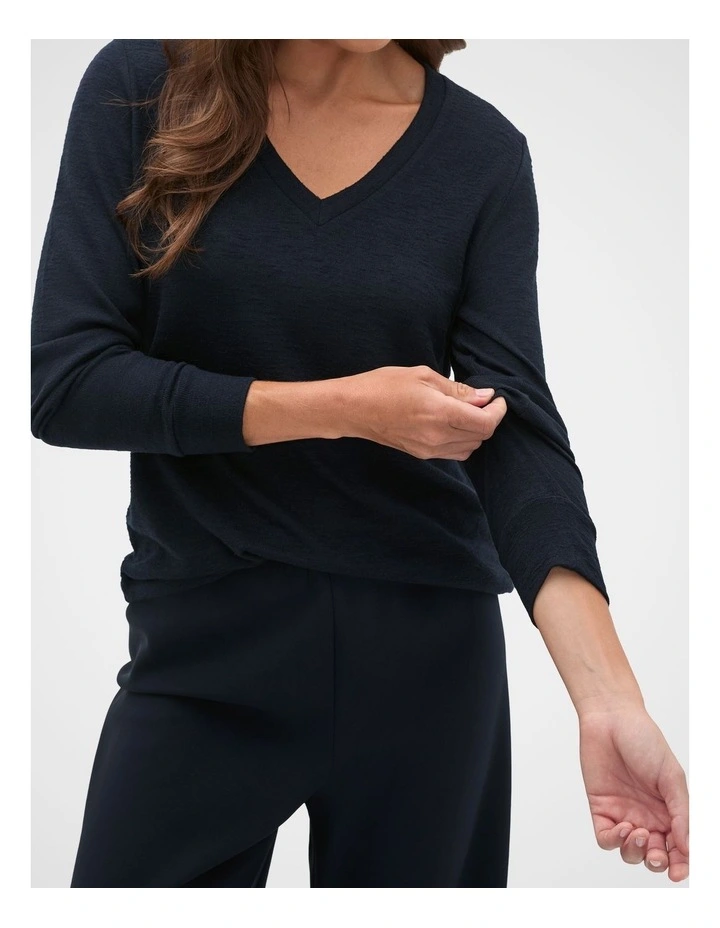 Supersoft V Neck Top in Twilight Blue image 1