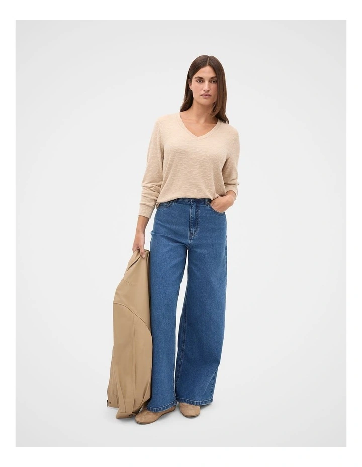 Supersoft V Neck Top in Sandstone Marle image 4