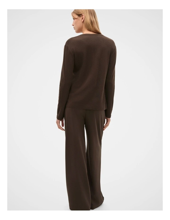 Australian Merino V Neck Top in Coffee Bean image 2