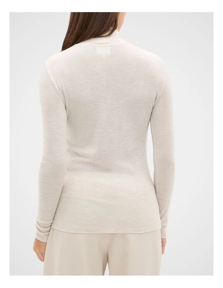 Australian Merino Mock Neck Top in Mist Marle image 2