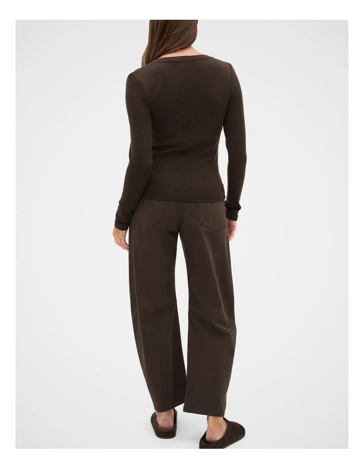 Australian Merino Scoop Neck Top in Coffee Bean image 2