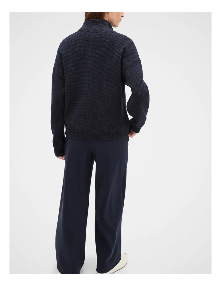 Textured Twist Funnel Neck Sweat in Twilight Blue Twist image 2