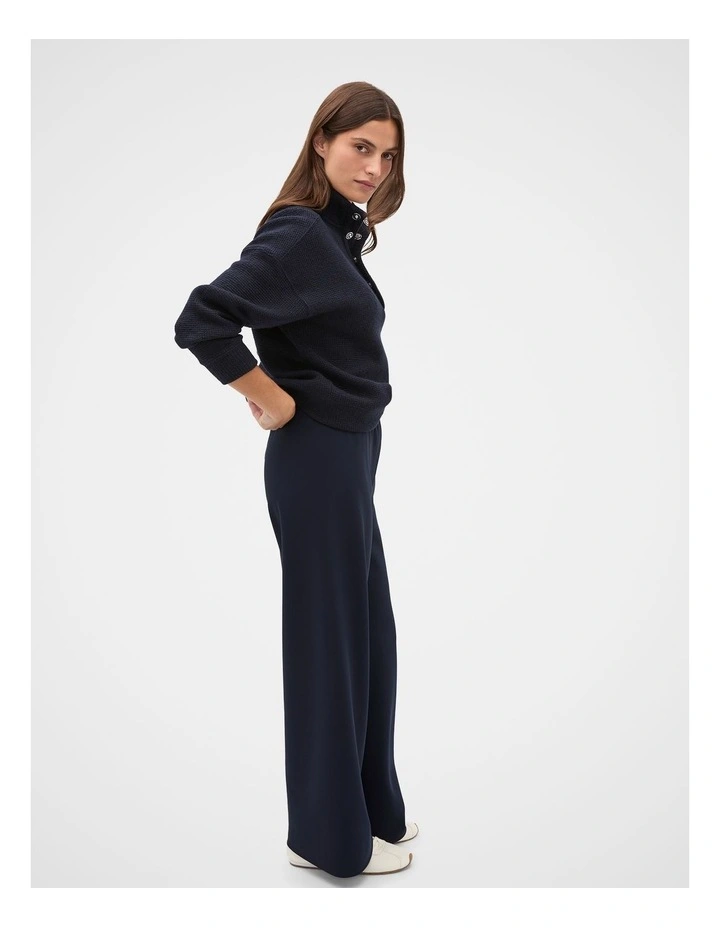 Textured Twist Funnel Neck Sweat in Twilight Blue Twist image 3