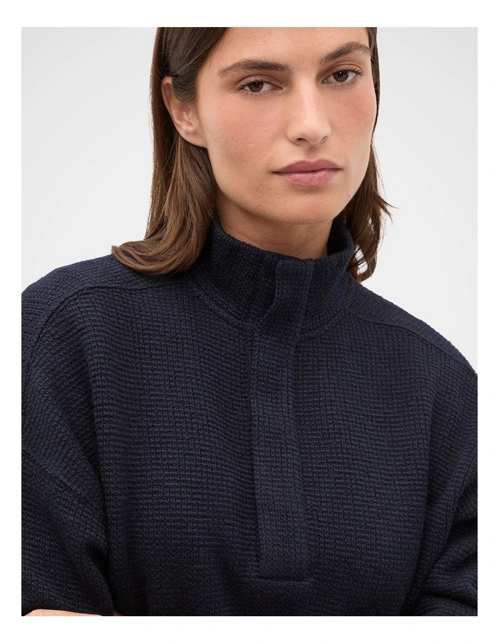 Textured Twist Funnel Neck Sweat in Twilight Blue Twist image 4