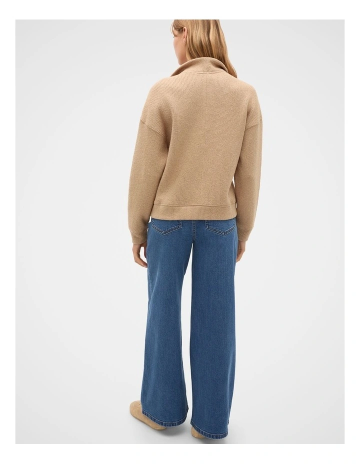 Textured Twist Funnel Neck Sweat in Sandstone Twist image 2