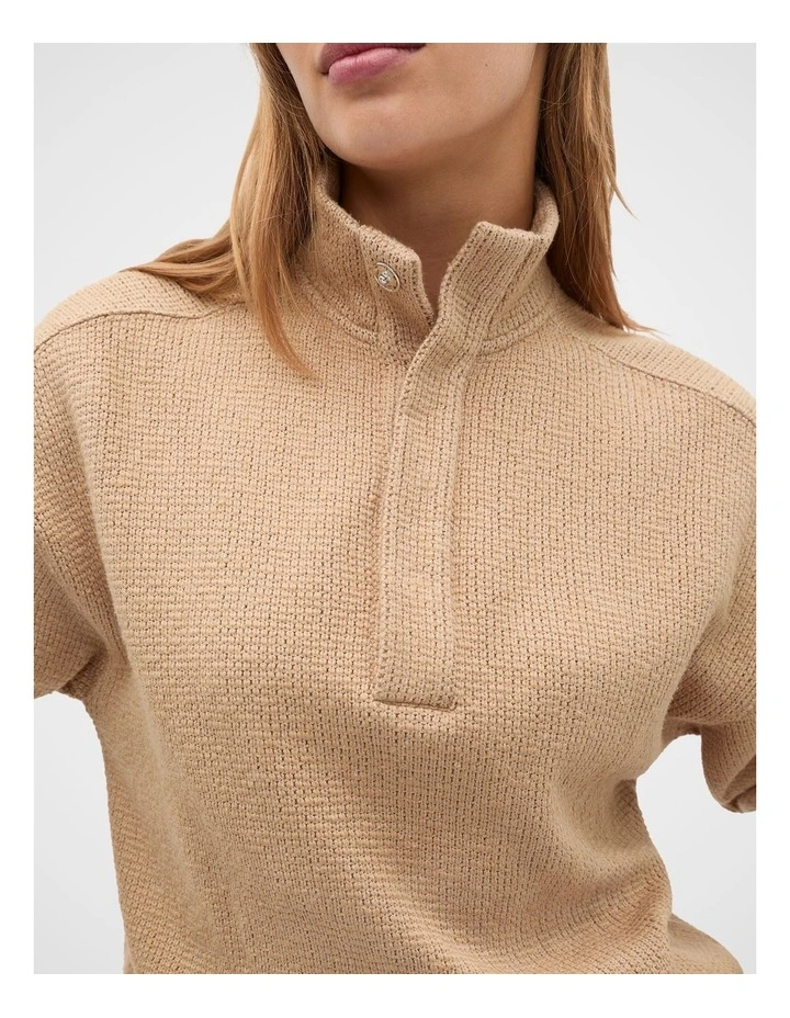 Textured Twist Funnel Neck Sweat in Sandstone Twist image 3