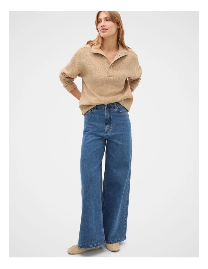 Textured Twist Funnel Neck Sweat in Sandstone Twist image 4