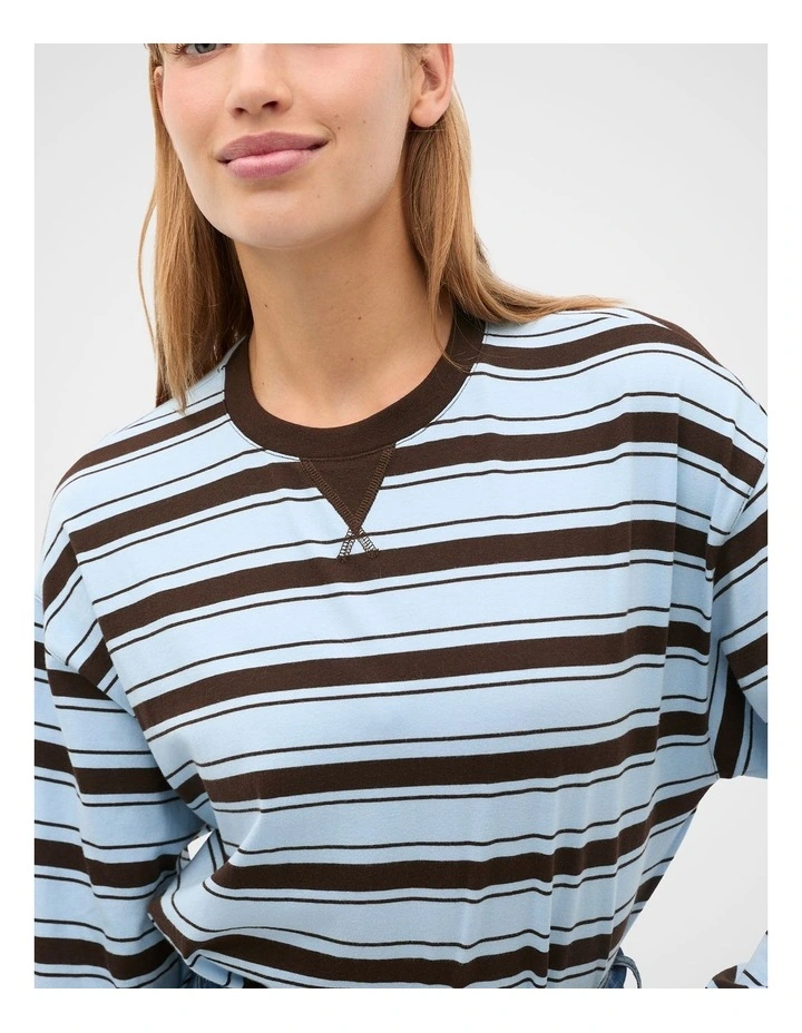 Slouchy Long Sleeve Striped Top in Soft Blue Stripe image 4