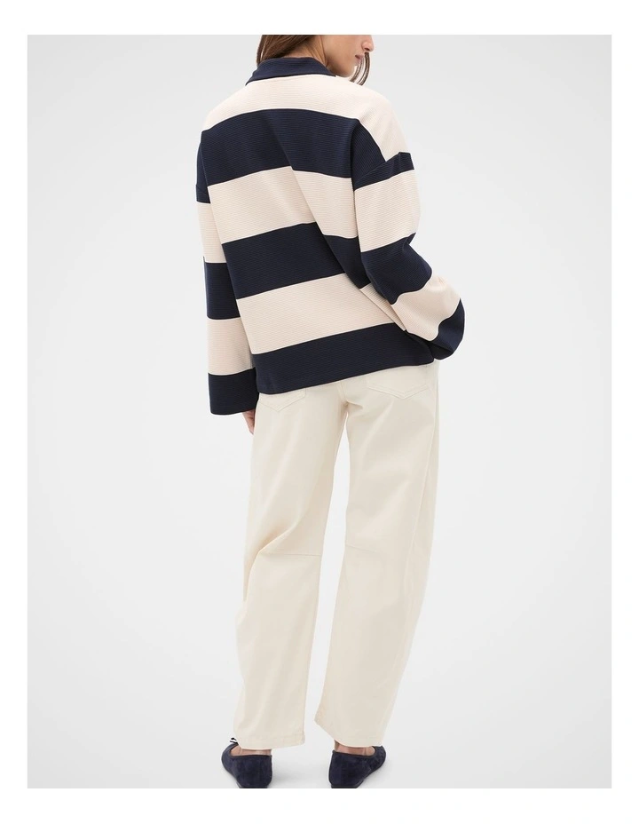 Half Zip Stripe Sweat in Twilight Blue Stripe image 2