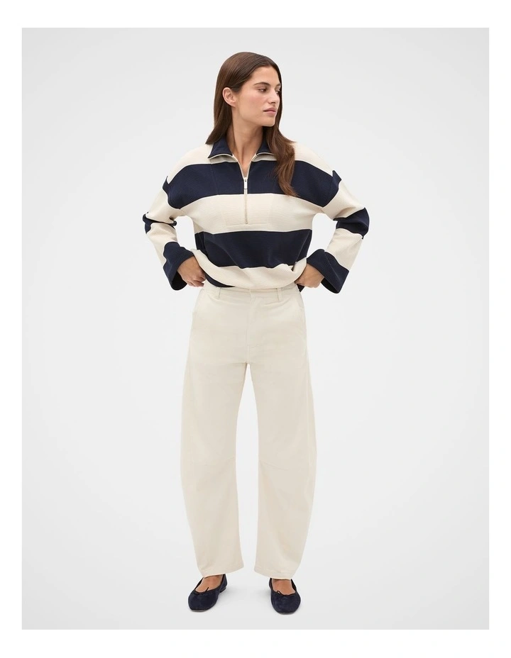 Half Zip Stripe Sweat in Twilight Blue Stripe image 4