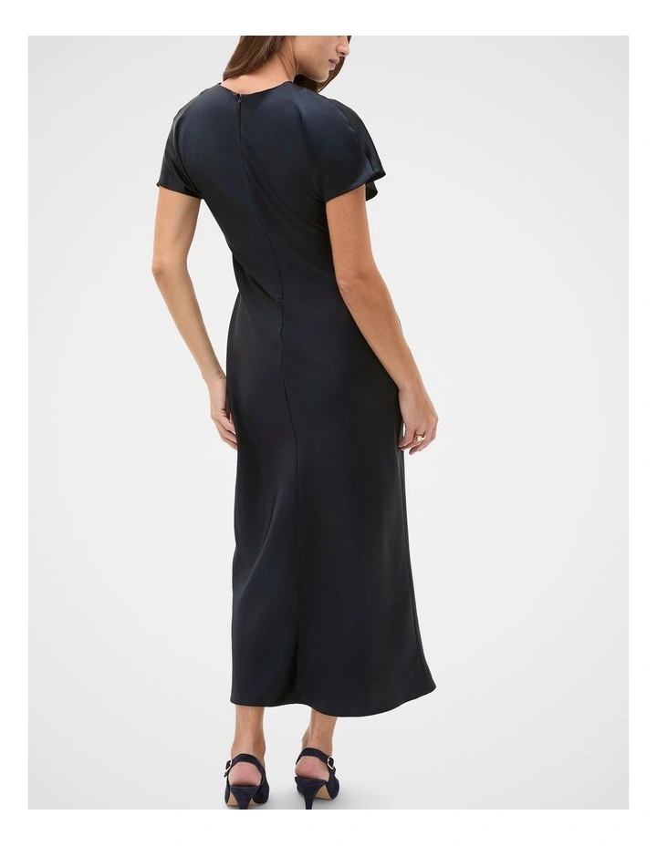 Satin Draped Column Dress in Twilight Blue image 2