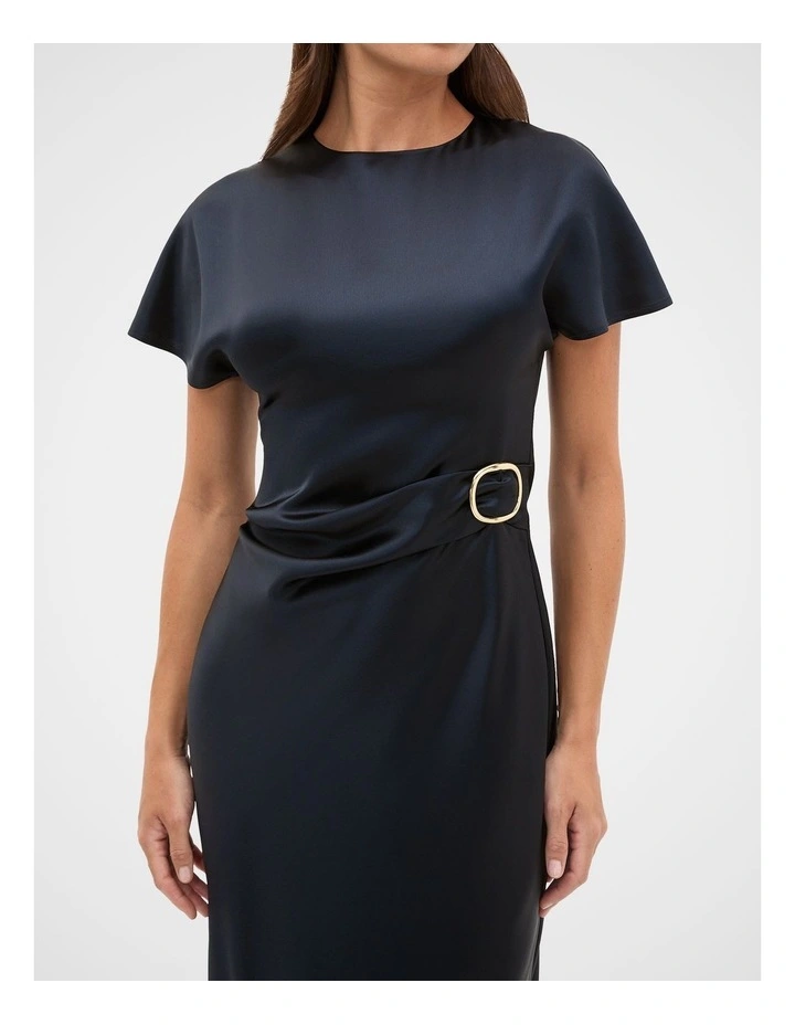 Satin Draped Column Dress in Twilight Blue image 4