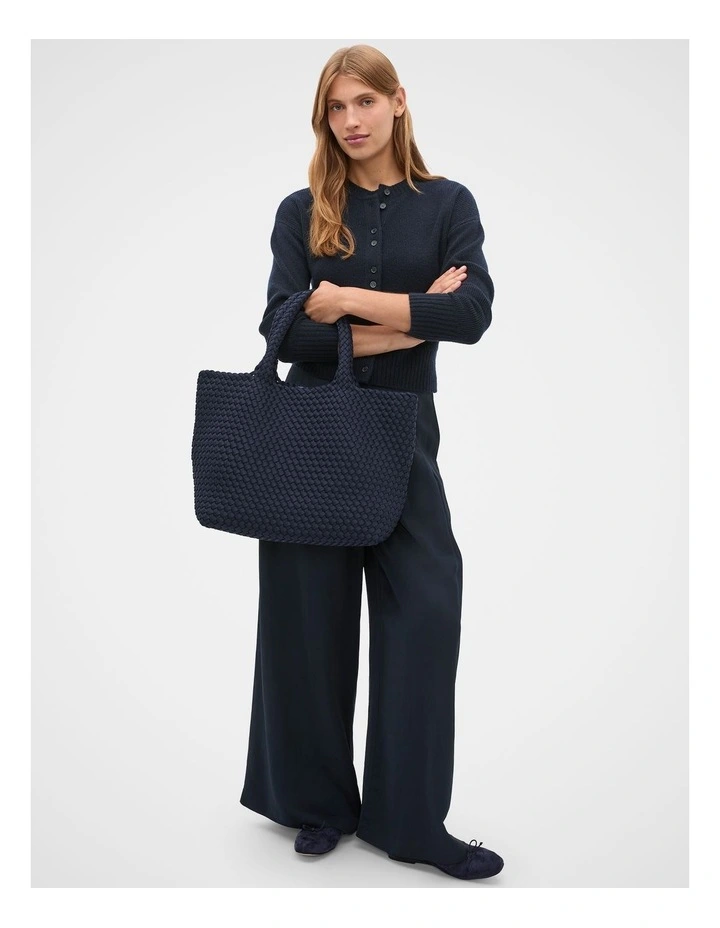 Merino Button Up Knit Cardigan in Twilight Blue image 3