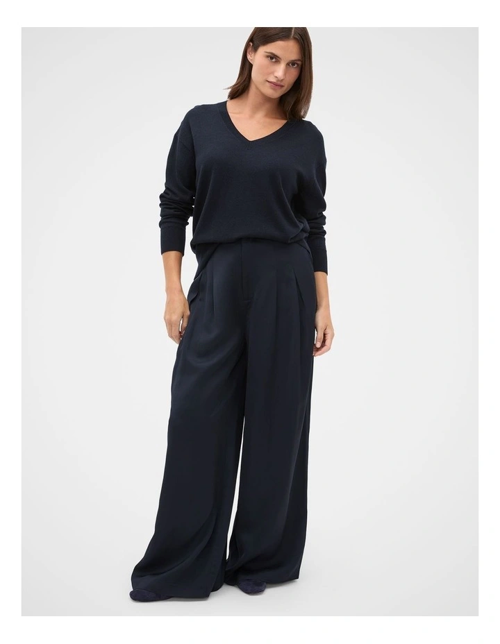 Australian Merino V Neck Knit in Twilight Blue image 4