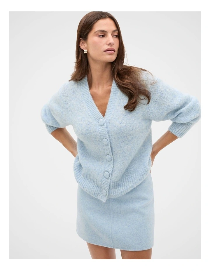 Lofty Relaxed Cardigan in Soft Blue Marle image 4