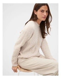 Australian Merino Cable Knit in Vanilla Cream