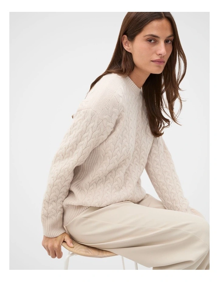 Australian Merino Cable Knit in Vanilla Cream image 1