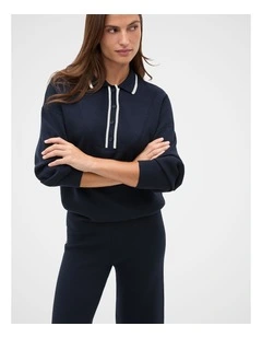 Double Knit Collared Sweater in Twilight Blue