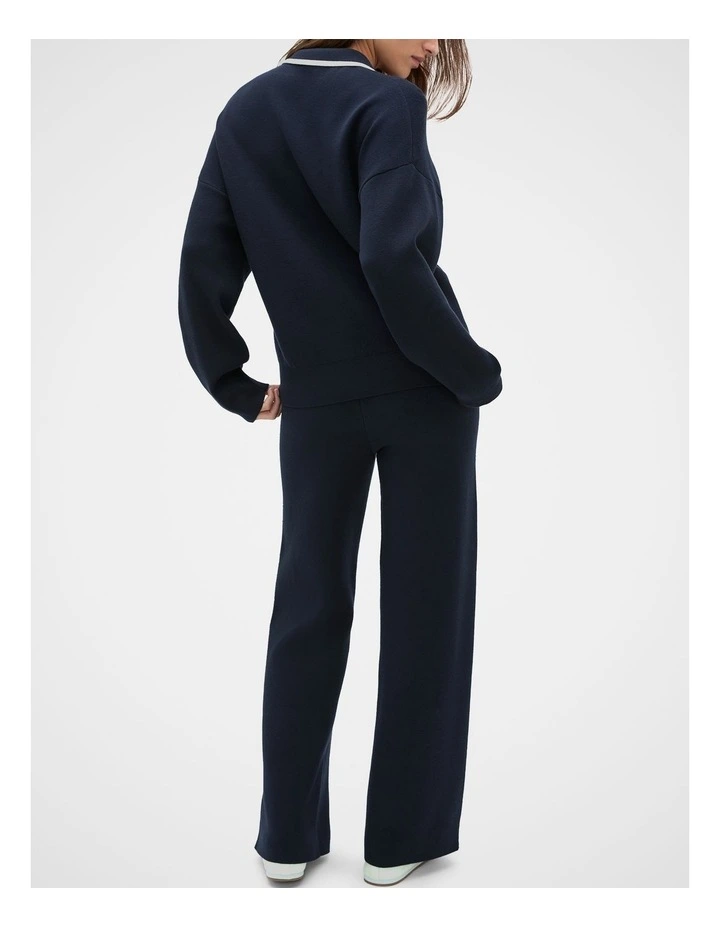 Double Knit Collared Sweater in Twilight Blue image 2