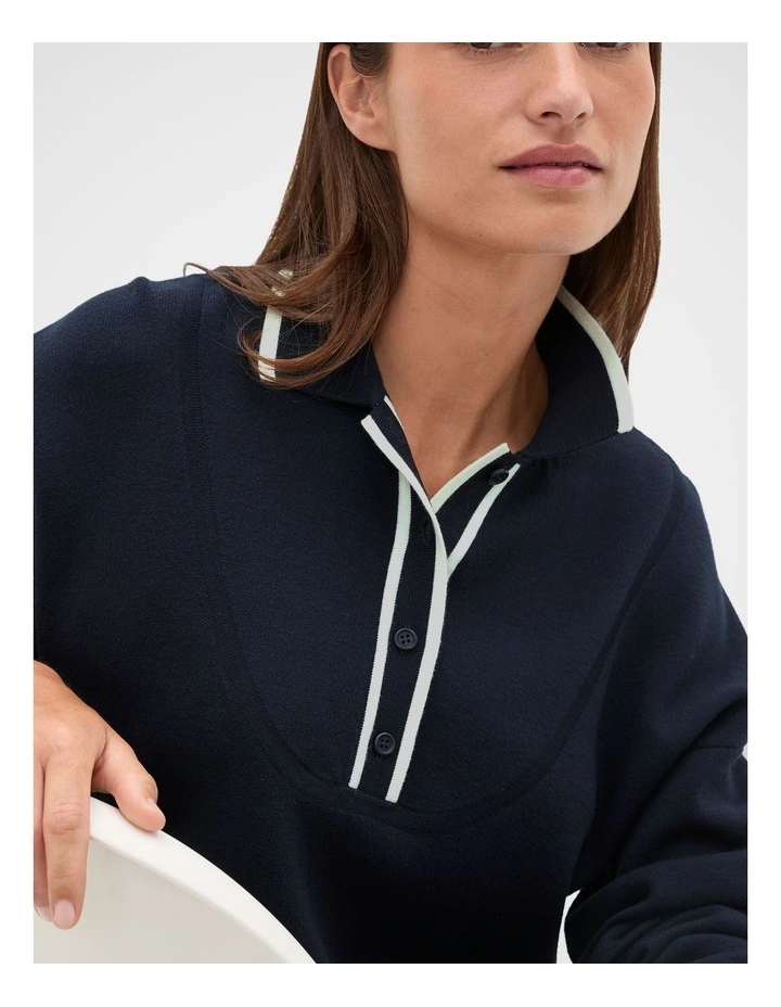 Double Knit Collared Sweater in Twilight Blue image 3