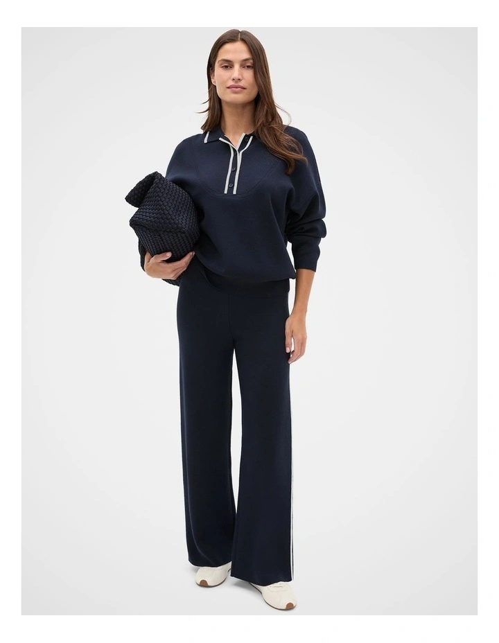 Double Knit Collared Sweater in Twilight Blue image 4