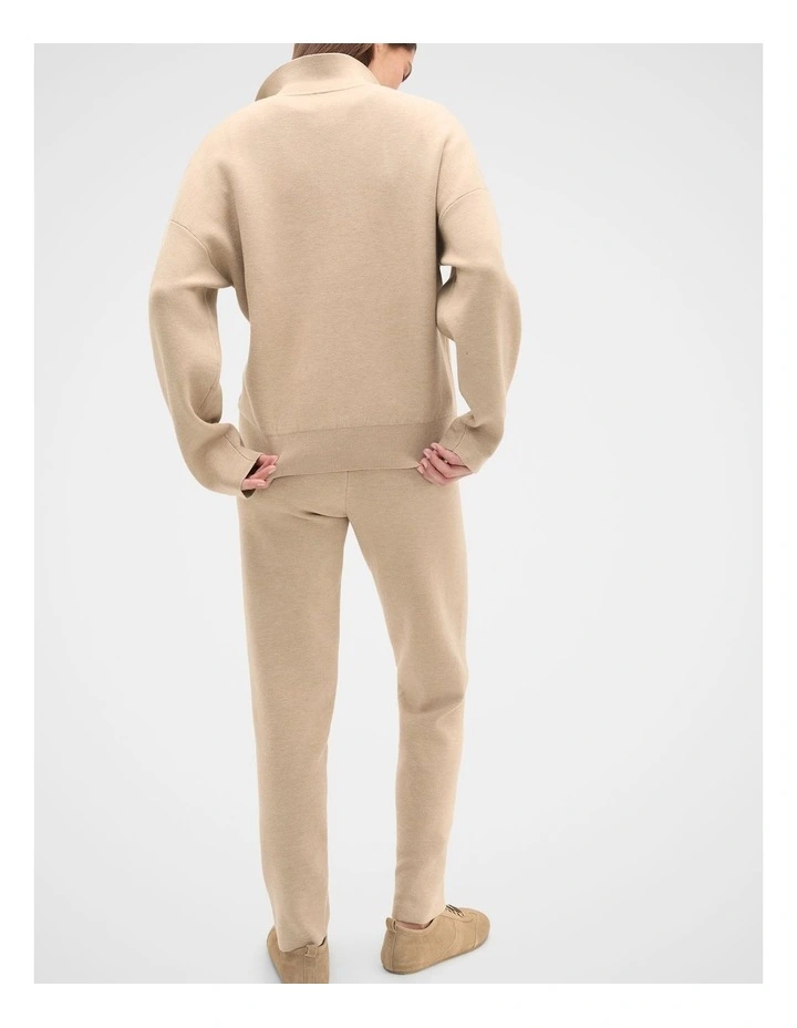 Double Knit Collared Sweater in Sandstone Marle image 2