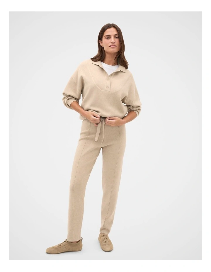 Double Knit Collared Sweater in Sandstone Marle image 4