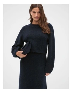 Luxe Fluffy Crop Knit in Twilight Blue