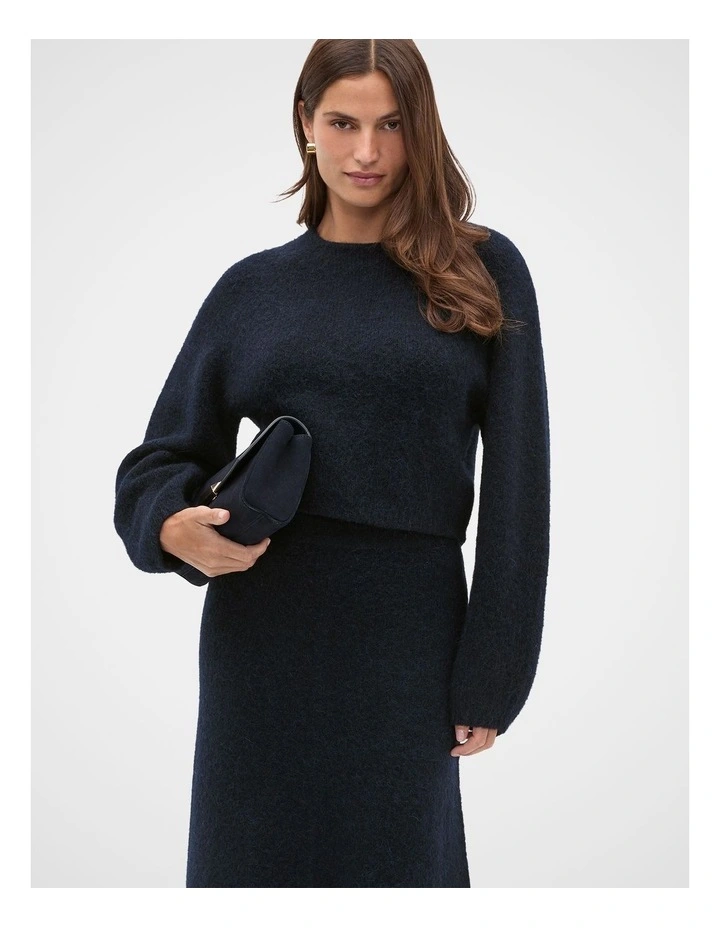 Luxe Fluffy Crop Knit in Twilight Blue image 1