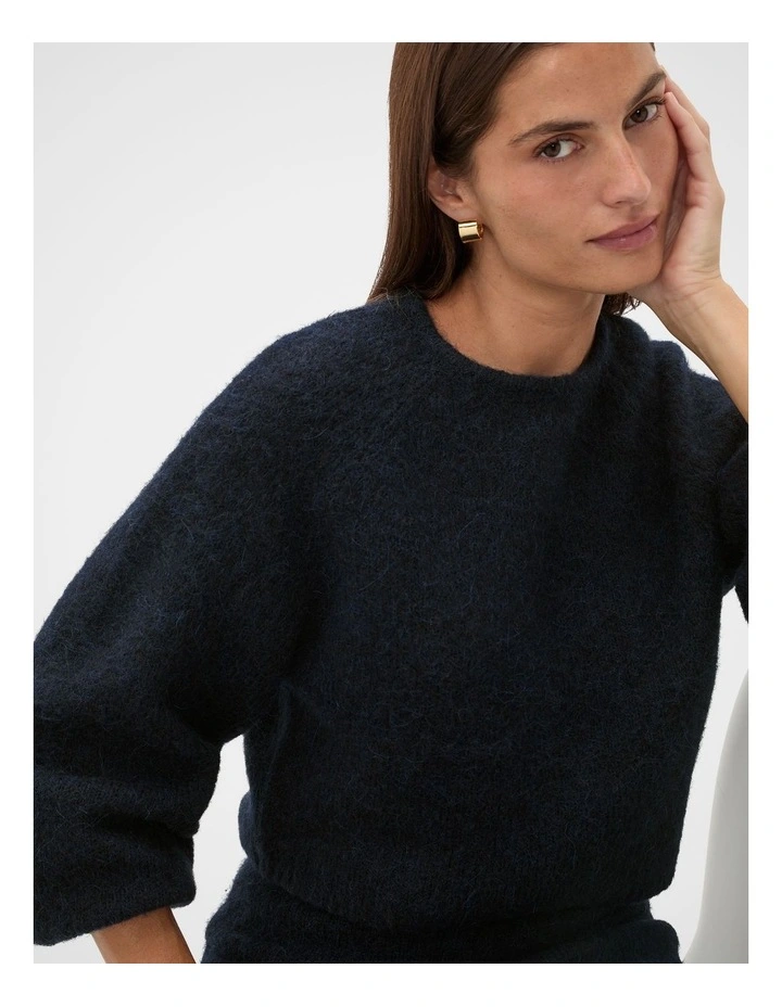 Luxe Fluffy Crop Knit in Twilight Blue image 3