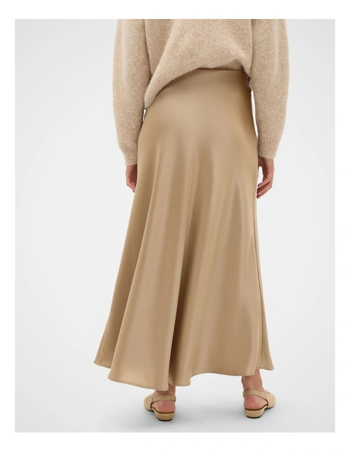 Satin Midi Skirt in Sandstone image 2