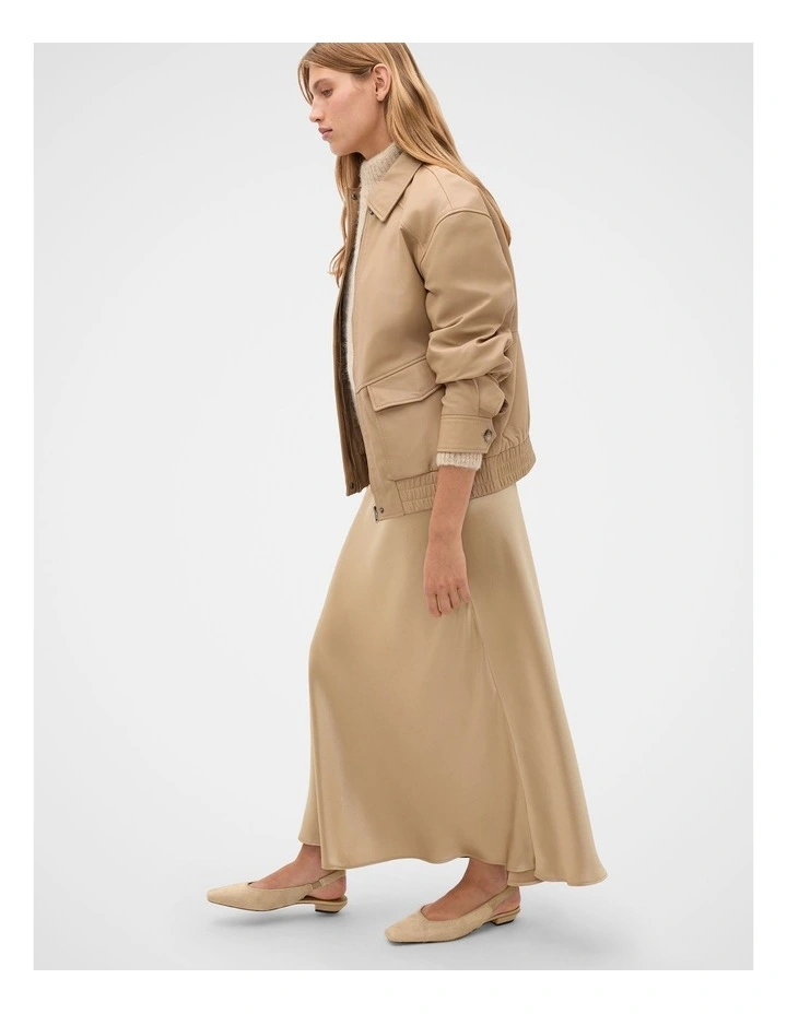 Satin Midi Skirt in Sandstone image 3