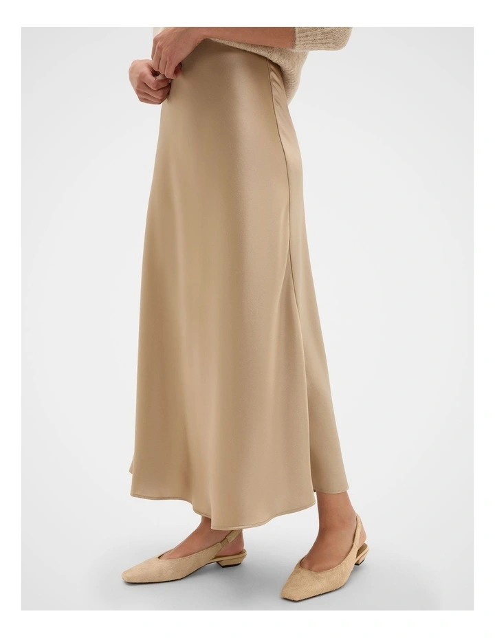 Satin Midi Skirt in Sandstone image 4