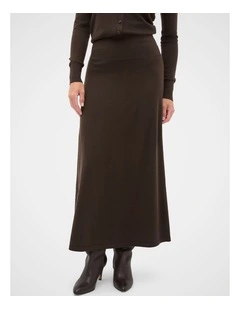 Drapey Knit Skirt in Coffee Bean