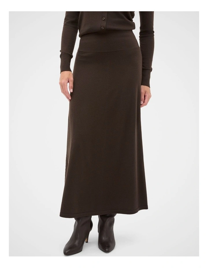Drapey Knit Skirt in Coffee Bean image 1