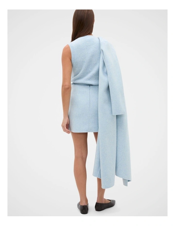 Wool Blend Mini Skirt in Soft Blue Marle image 2