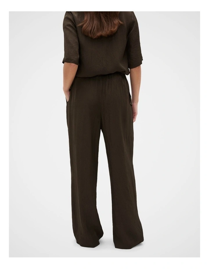 Textured Satin Straight Leg Pant in Coffee Bean image 2