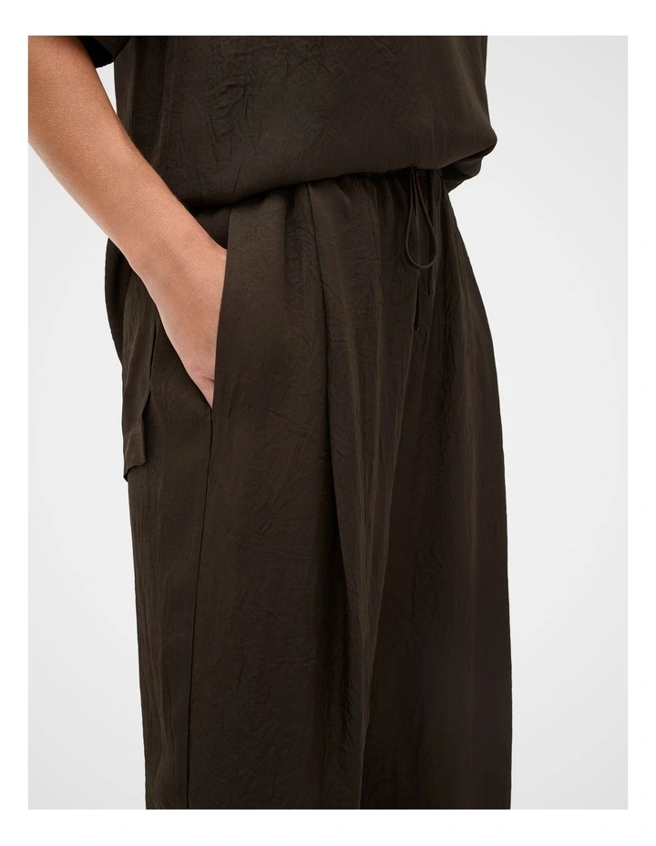 Textured Satin Straight Leg Pant in Coffee Bean image 4